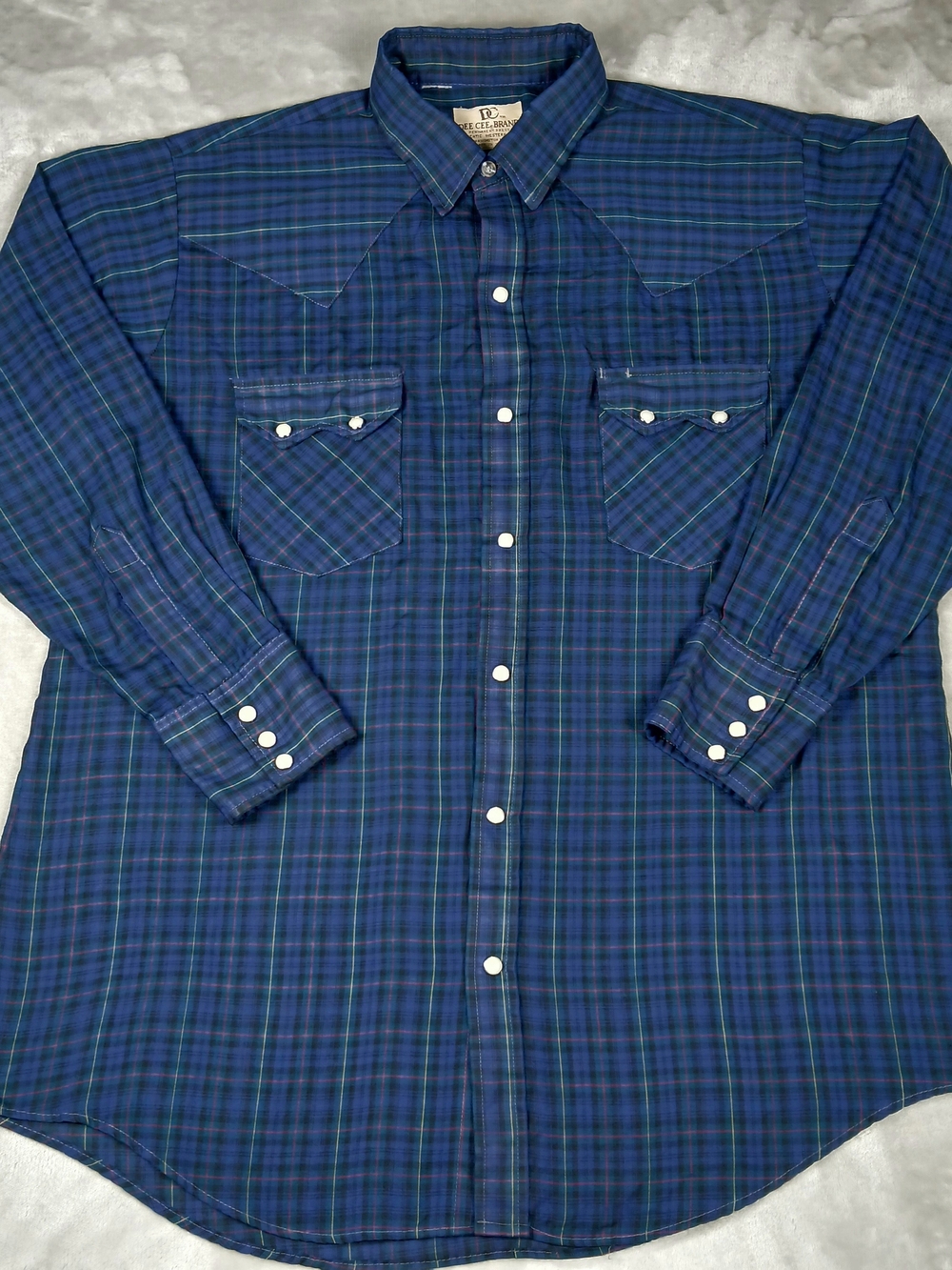 Vintage Dee Cee Brand Pearl Snap Shirt L Men's Long Sleeve Plaid Western
